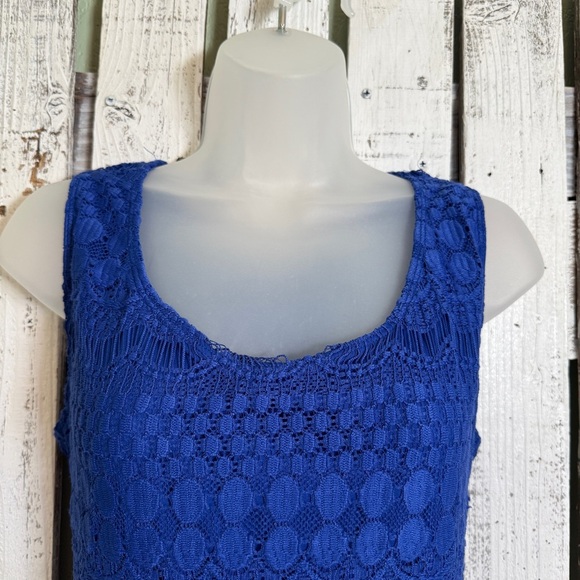 TIANA B Lace Crochet Bodycon Cocktail Dress Size XL Cobalt Blue Wedding Romance - Picture 3 of 9